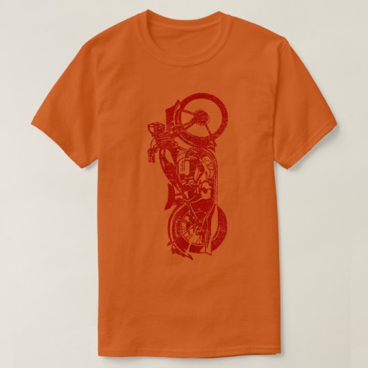 Klassieke biker  Retro zwarte motorfiets Rood M T-shirt (Design voorkant)