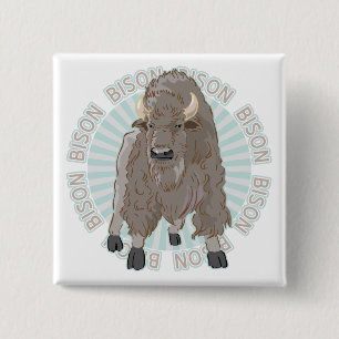 Klassieke Bison Vierkante Button 5,1 Cm