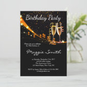 Klassieke Black and Gold verjaardagsfeestje uitnod Kaart (Staand voorkant)