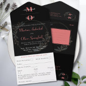 Klassieke Black Blush Bloemen Huwelijk All In One Uitnodiging