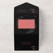 Klassieke Black Blush Bloemen Huwelijk All In One Uitnodiging (Buitenkant)