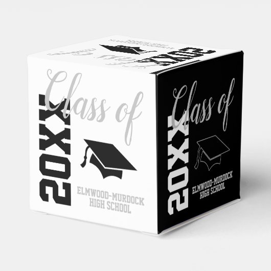 Klassieke Black en White Graduparty Bedankdoosjes (Achterkant)
