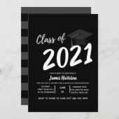 Klassieke Black en White Graduparty Kaart (Voorkant / Achterkant)