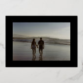 Klassieke Black Gold Foil Stripe Photo Save Date Folie Uitnodiging (Achterkant)