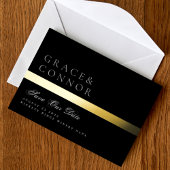 Klassieke Black Gold Foil Stripe Photo Save Date Folie Uitnodiging