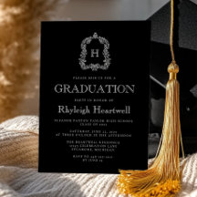 Klassieke Black Monogram Crest Graduation Party