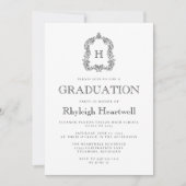 Klassieke Black Monogram Crest Graduation Party Kaart (Voorkant)