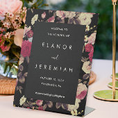 Klassieke Black Moody Floral bruiloft Welkom Reclamebord Met Voetstuk