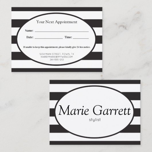 Klassieke Black Stripes Business Afsprakenkaartje (Voorkant / Achterkant)