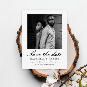 Klassieke Black Two Photo Wedding Save the Date Briefkaart