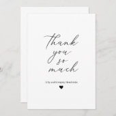 Klassieke Black White Heart Weddenschap Hartelijk Bedankkaart (Voorkant / Achterkant)