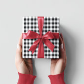 Klassieke Black & White Plaid Gingham Kerstmis Cadeaupapier