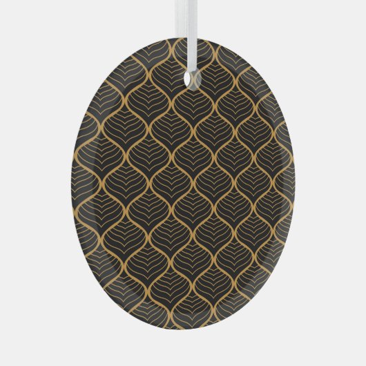 Klassieke bladeren Art Deco patroon Glas Ornament (Voorkant Rechts)