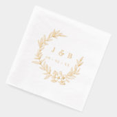 Klassieke bladeren & bloemenkrans Monogram Goud Folie Servetten (Links)