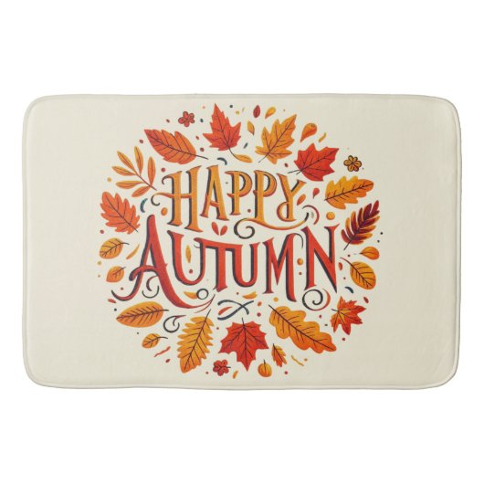 klassieke bladeren & Happy Autumn Badmat (Voorkant)