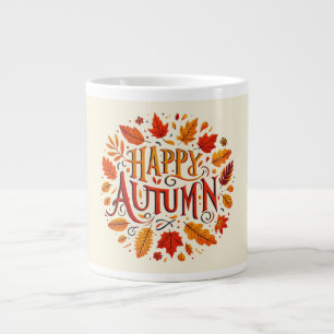 klassieke bladeren & Happy Autumn Grote Koffiekop