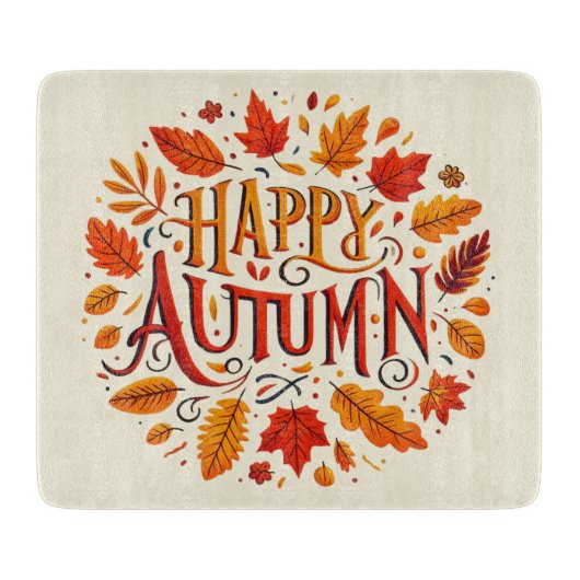 klassieke bladeren & Happy Autumn Snijplank (Voorkant)