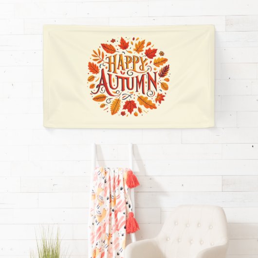 klassieke bladeren & Happy Autumn Spandoek (Insitu)