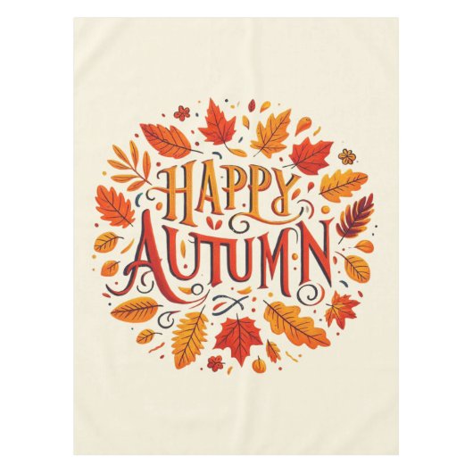 klassieke bladeren & Happy Autumn Tafelkleed (Voorkant)