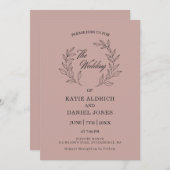 Klassieke bladeren Lila Paarse QR-code bruiloft Kaart (Voorkant / Achterkant)