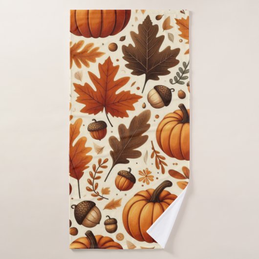 klassieke bladeren/pompoenen/eikels Herfst Badhanddoek (Badhanddoek)