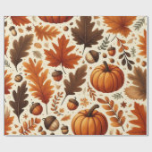 klassieke bladeren/pompoenen/eikels Herfst Cadeaupapier (Vlak)