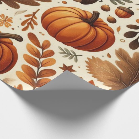 klassieke bladeren/pompoenen/eikels Herfst Cadeaupapier (Hoek)