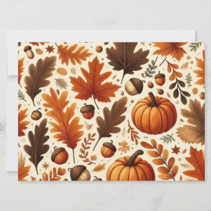 klassieke bladeren/pompoenen/eikels Herfst  Feestdagenkaart