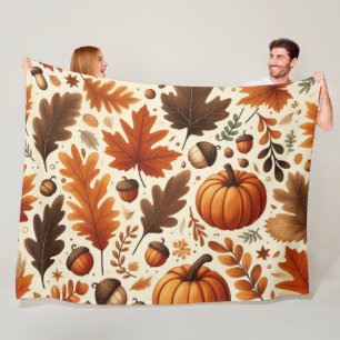 klassieke bladeren/pompoenen/eikels Herfst Fleece Deken