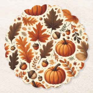 klassieke bladeren/pompoenen/eikels Herfst Kartonnen Onderzetters