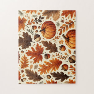 klassieke bladeren/pompoenen/eikels Herfst Legpuzzel