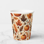 klassieke bladeren/pompoenen/eikels Herfst Papieren Bekers (Voorkant)