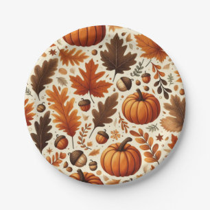 klassieke bladeren/pompoenen/eikels Herfst Papieren Bordje