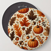 klassieke bladeren/pompoenen/eikels Herfst Ronde Button 6,0 Cm (Voorkant /achterkant)
