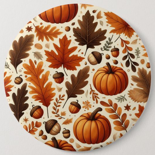 klassieke bladeren/pompoenen/eikels Herfst Ronde Button 6,0 Cm (Voorkant)