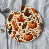 klassieke bladeren/pompoenen/eikels Herfst Ronde Button 6,0 Cm (In situ)
