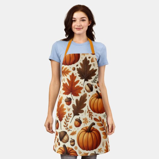 klassieke bladeren/pompoenen/eikels Herfst Schort (Gedragen)