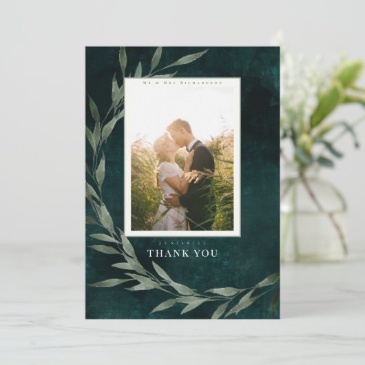 Klassieke Bladeren Smaragd Kaart (Staand voorkant)