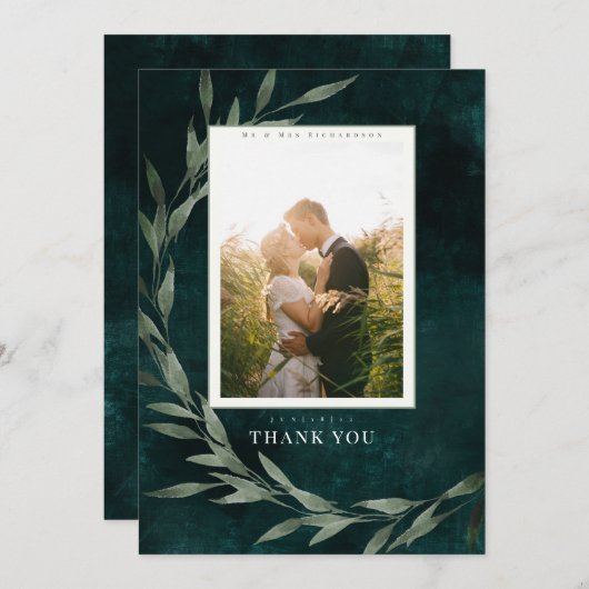 Klassieke Bladeren Smaragd Kaart (Voorkant / Achterkant)