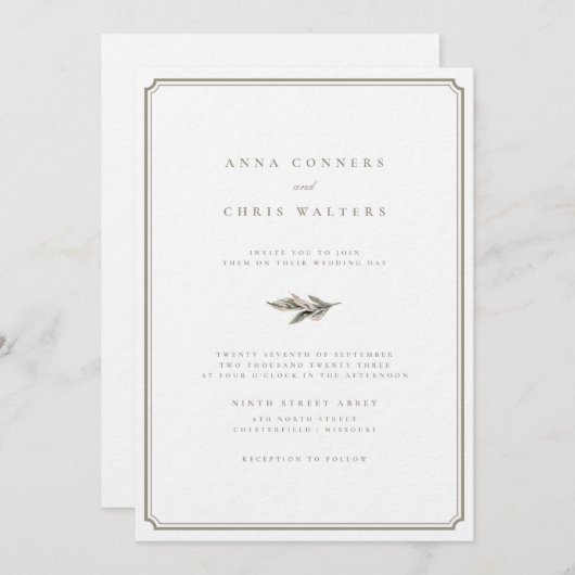 Klassieke bladgouden lijst trouw- kaart (Voorkant / Achterkant)