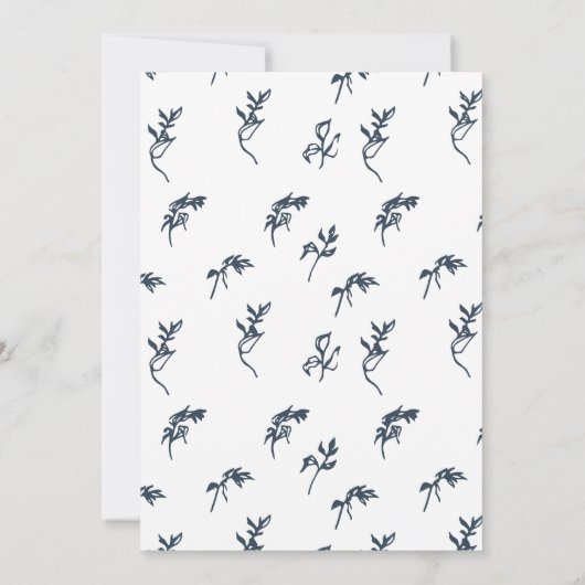 Klassieke Bladkam Bruiloft Marineblauw Monogram Kaart (Achterkant)