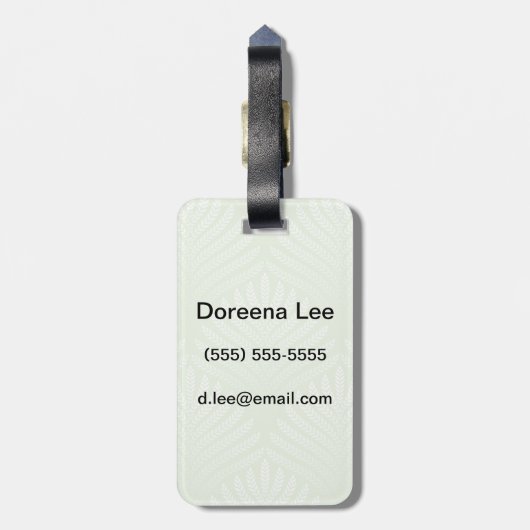 Klassieke bladpatroon in wit en groen bagagelabel (Achterkant verticaal)