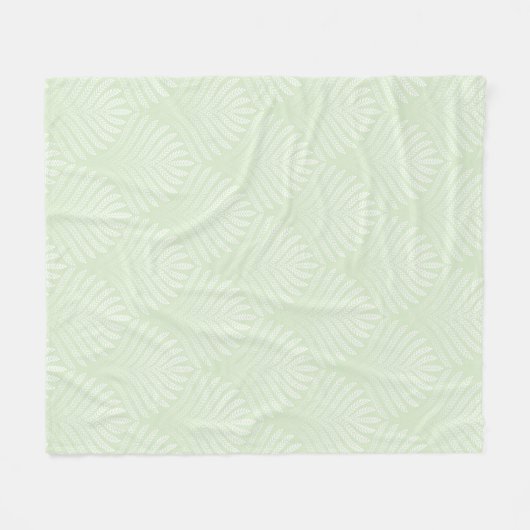 Klassieke bladpatroon in wit en groen fleece deken (Voorkant (Horizontaal))
