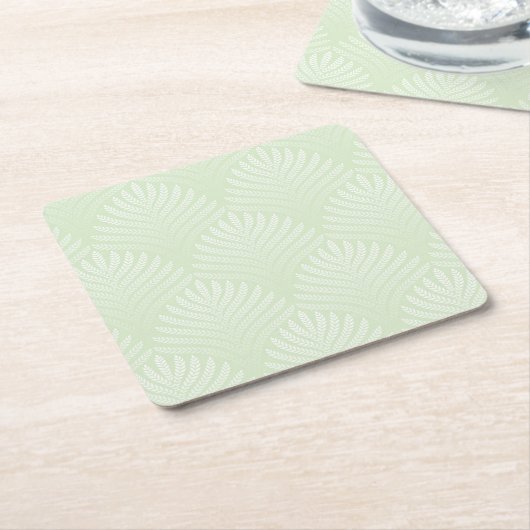 Klassieke bladpatroon in wit en groen kartonnen onderzetters (Schuin)