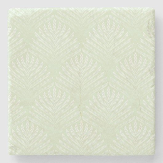 Klassieke bladpatroon in wit en groen stenen onderzetter (Voorkant)