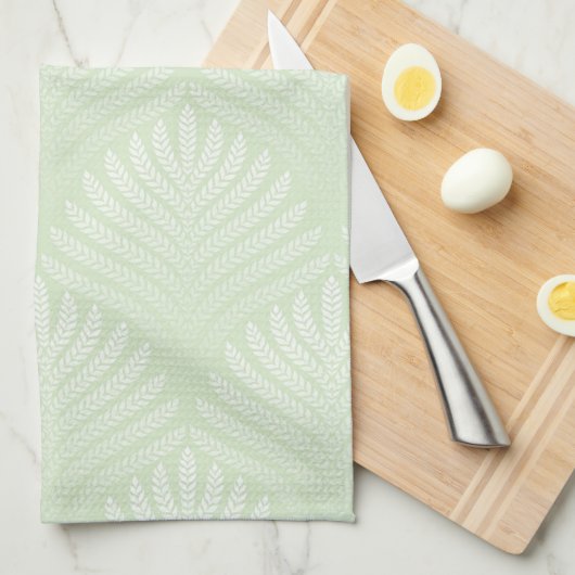 Klassieke bladpatroon in wit en groen theedoek (Quarter Fold)