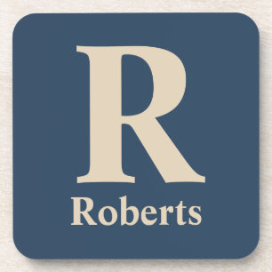 Klassieke blauw en vanille Initiaal/voornaam/famil Bier Onderzetter