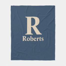 Klassieke blauw en vanille Initiaal/voornaam/famil Fleece Deken