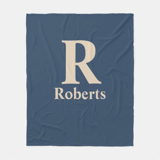 Klassieke blauw en vanille Initiaal/voornaam/famil Fleece Deken (Voorkant)