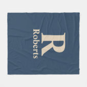 Klassieke blauw en vanille Initiaal/voornaam/famil Fleece Deken (Voorkant (Horizontaal))